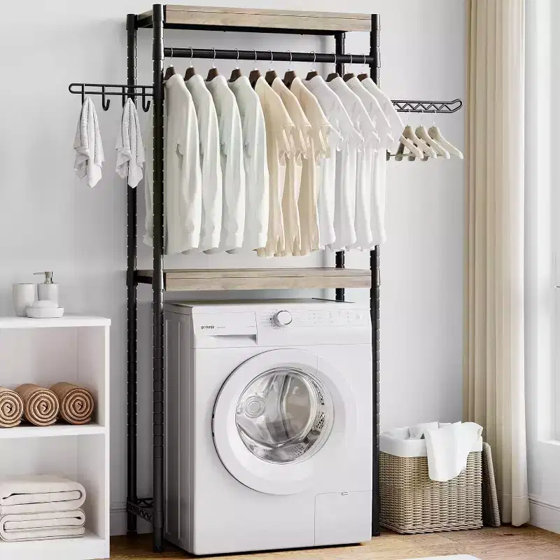 Over Washer and Dryer Shelves,30 Inch Laundry Room Organization Countertop Shelf, Heavy-Duty 5-Tier Storage Rack with Adjustable Height for Bedroom