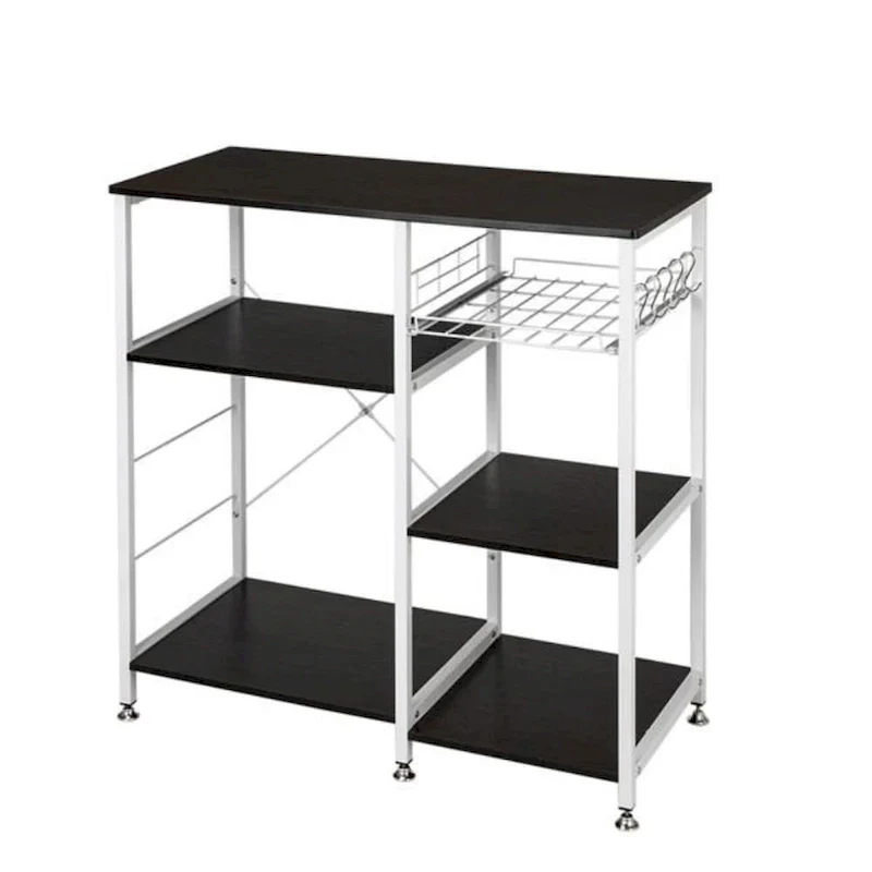 Kitchen Bakers Rack Utility Storage Shelf Microwave Stand 3-Tier Table For Spice Rack Organizer Workstation, Dark Brown