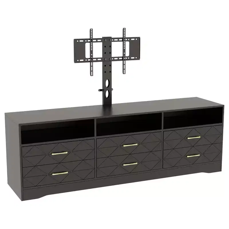 Acekool Living Room Bedroom 6 Drawer TV Stand Dresser with Mount, Wood Media Console Storage Entertainment Center, Multiple Colors