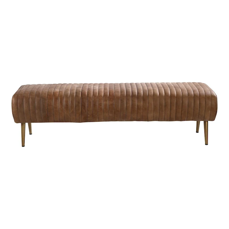 Modern Ribbed Leather Bench