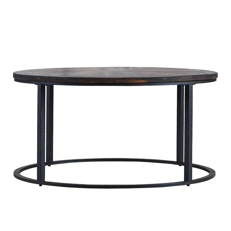 SEI Furniture Darren Modern Rustic Farmhouse Reclaimed Wood Round Coffee Table