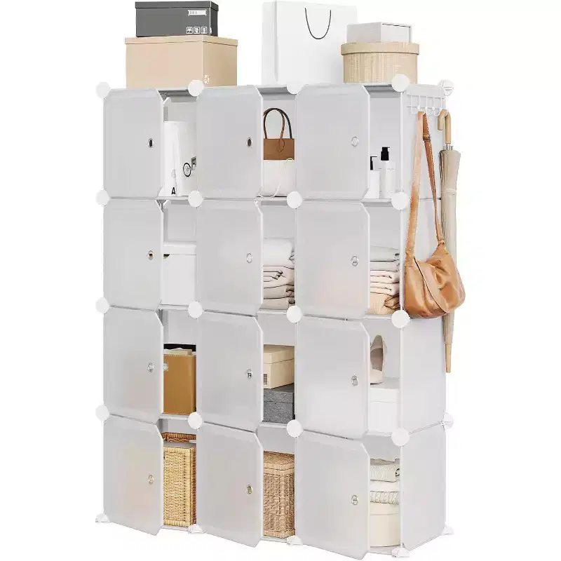 12-Cube PVC Storage Organizer, Multifunctional Cabinet with Stackable Design for Home Office, Blue
