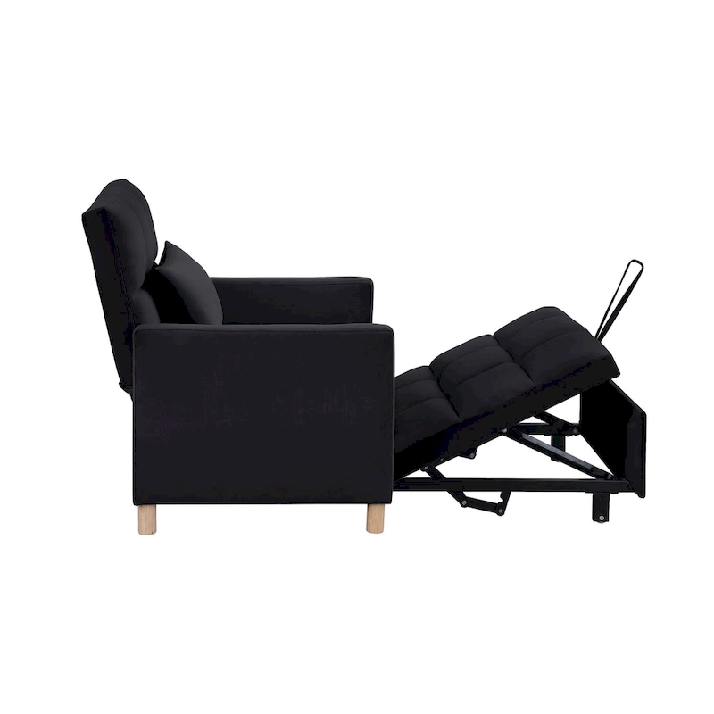 3-in-1 Convertible Sleeper Sofa Lounge Chair Bed, Black