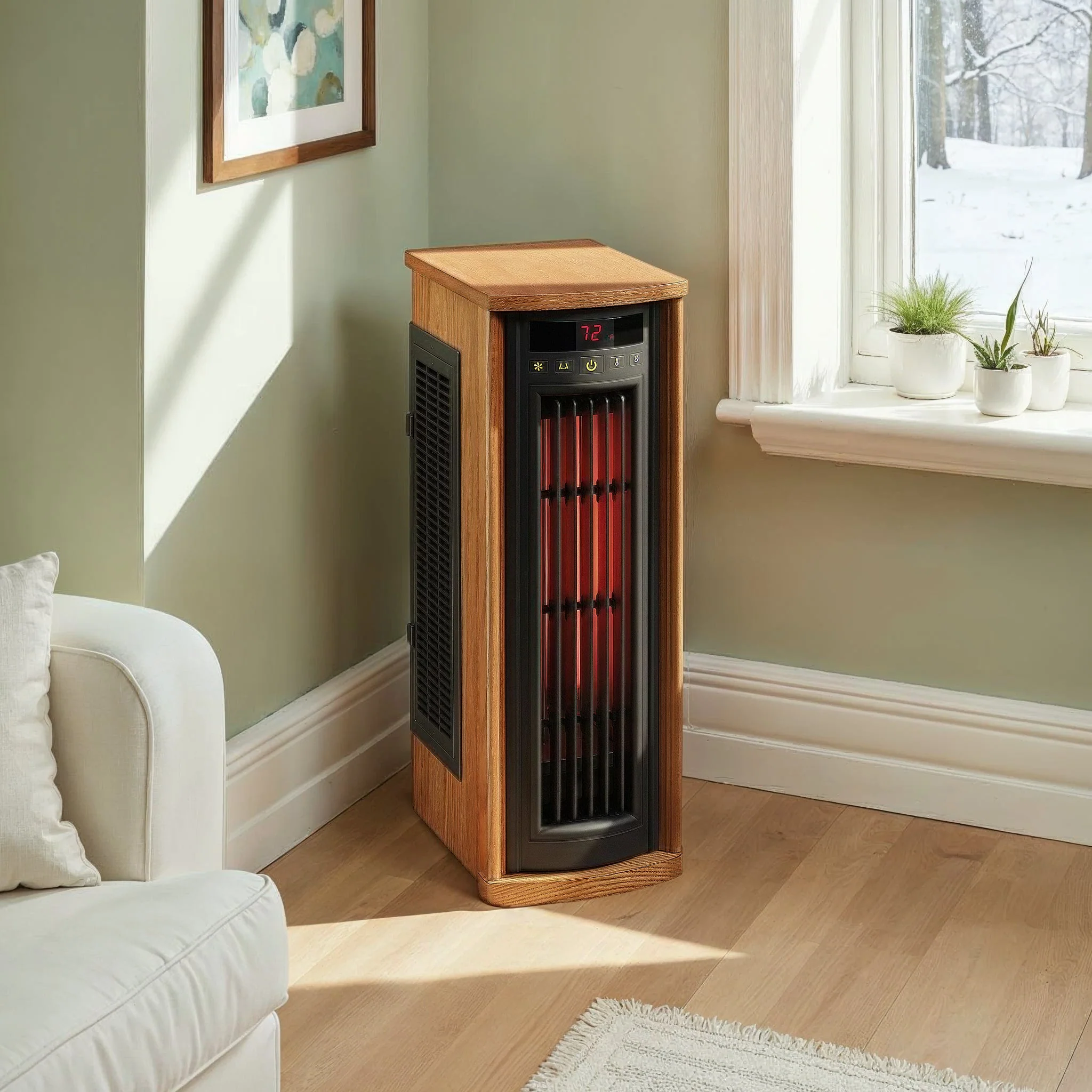 duraflame? Electric Infrared Oscillating Tower Space Heater