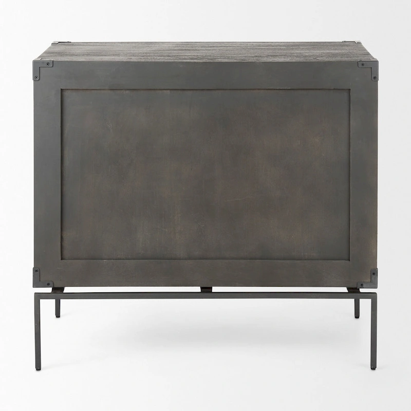 Ward Dark Brown Solid Wood w/ Black Iron Base 3 Drawer Accent Cabinet