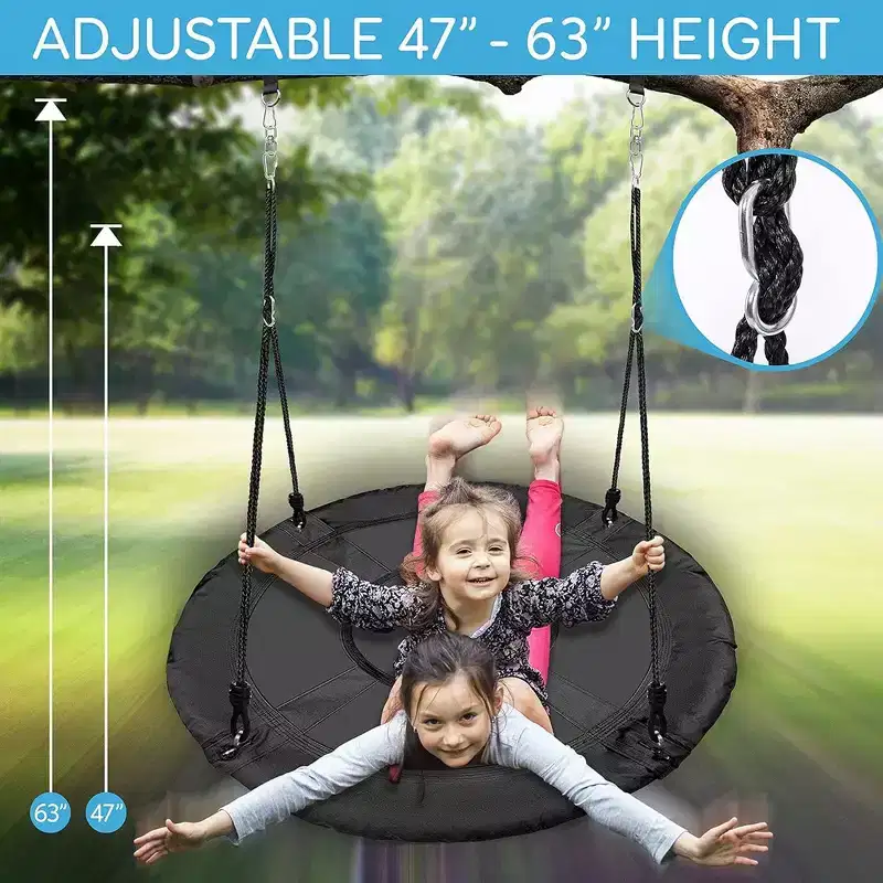 SereneLife Saucer Swing with Hang Kit - Black