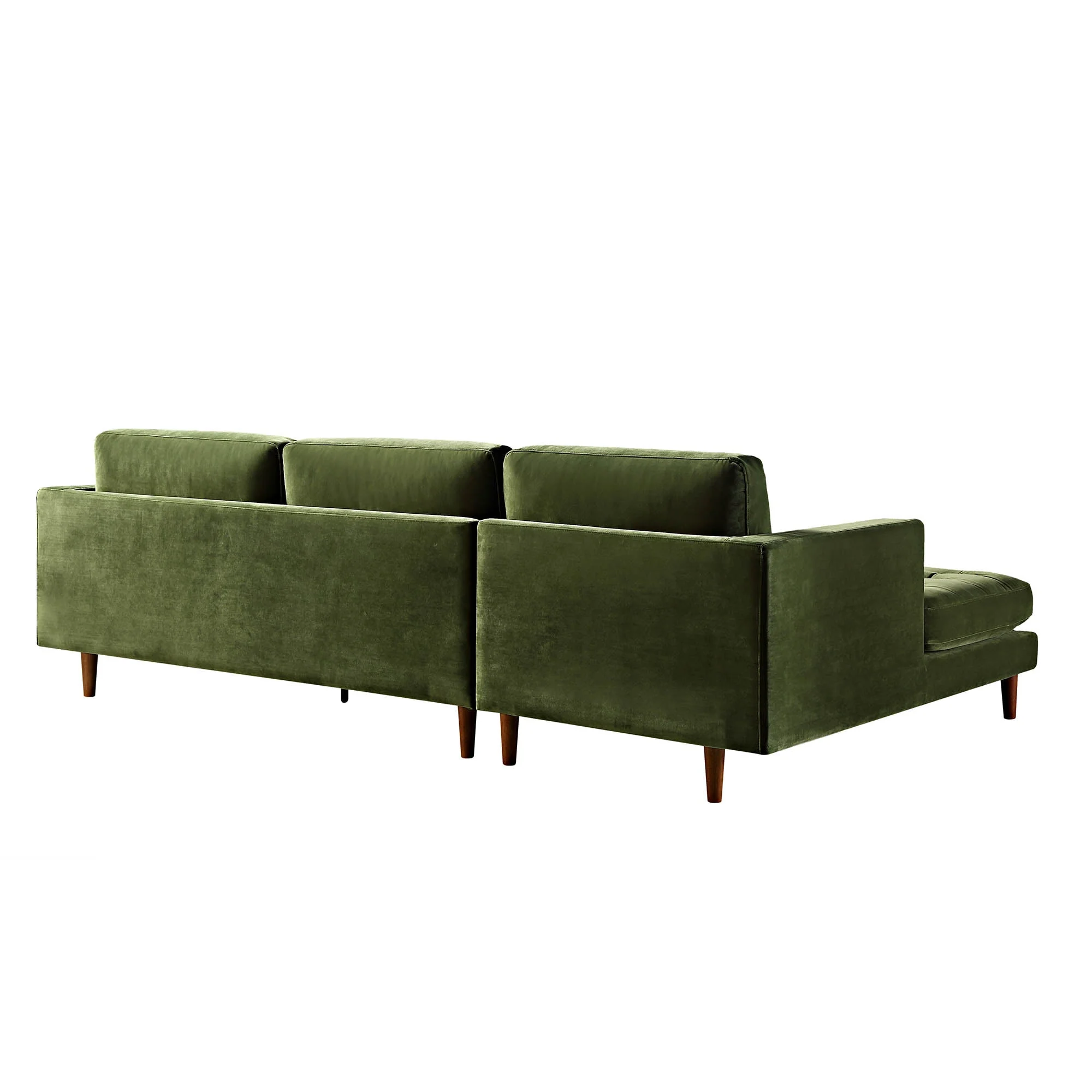 Moss Green Velvet Grand 4-Seater Chaise End Sofa, Left Hand Facing