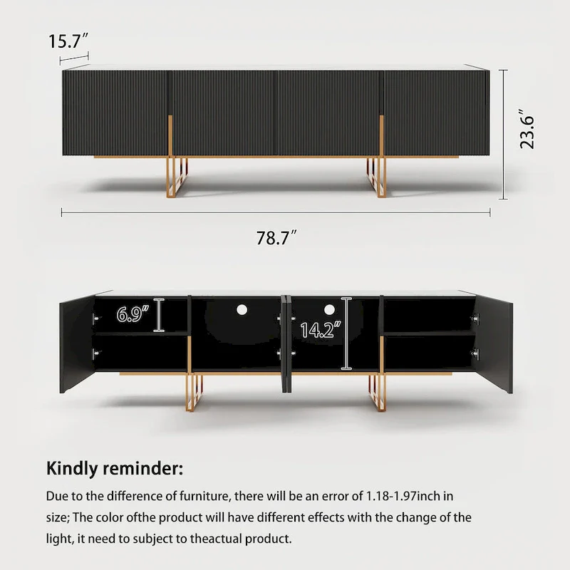 78.7  TV Stand, Entertainment Center with Faux Marble Top