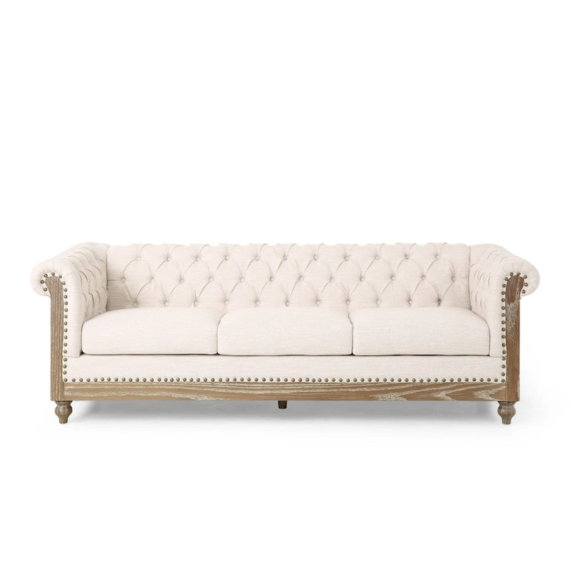 Saragus Chesterfield Sofa with Nailhead Trim by Christopher Knight Home - 85.50  L x 33.25  W x 28.50  H