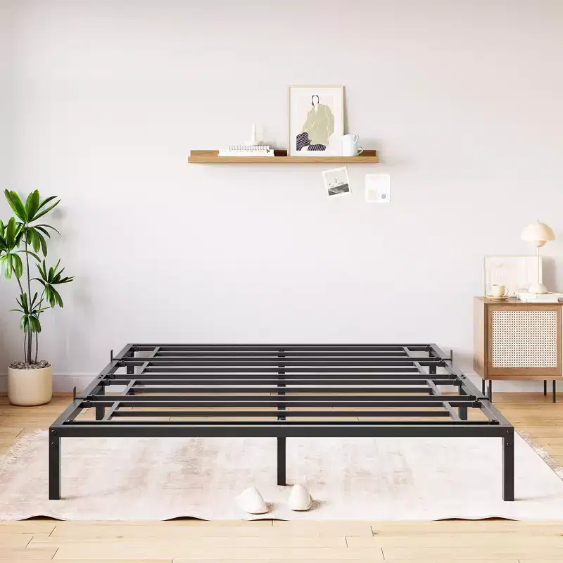 Heavy Duty Metal Platform Bed Frame with Underbed Storage, Noise-Free, Easy Assembly, Black, Twin/Full Size, 6/8/10/16 Inch