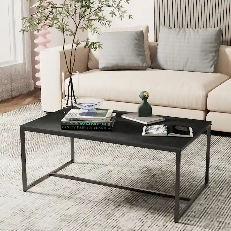 Frame Coffee Table Rectangular Cocktail Table Marble Metal Sofa Table