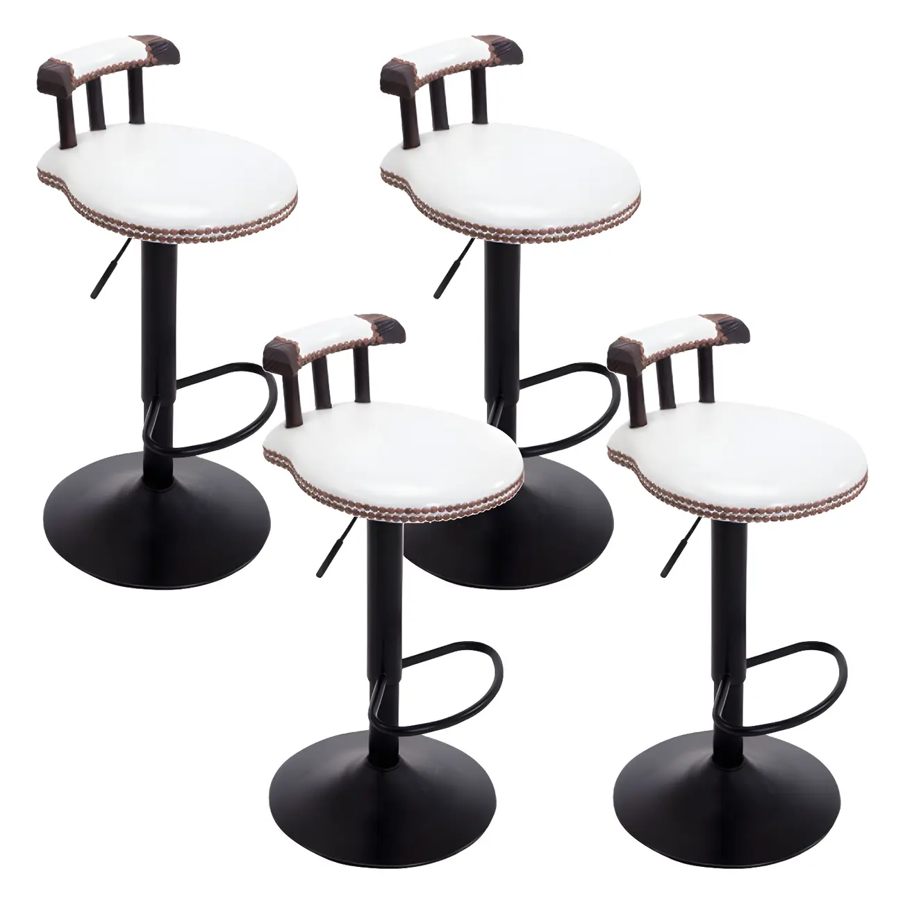 Industrial Round Leather Adjustable Bar Stools