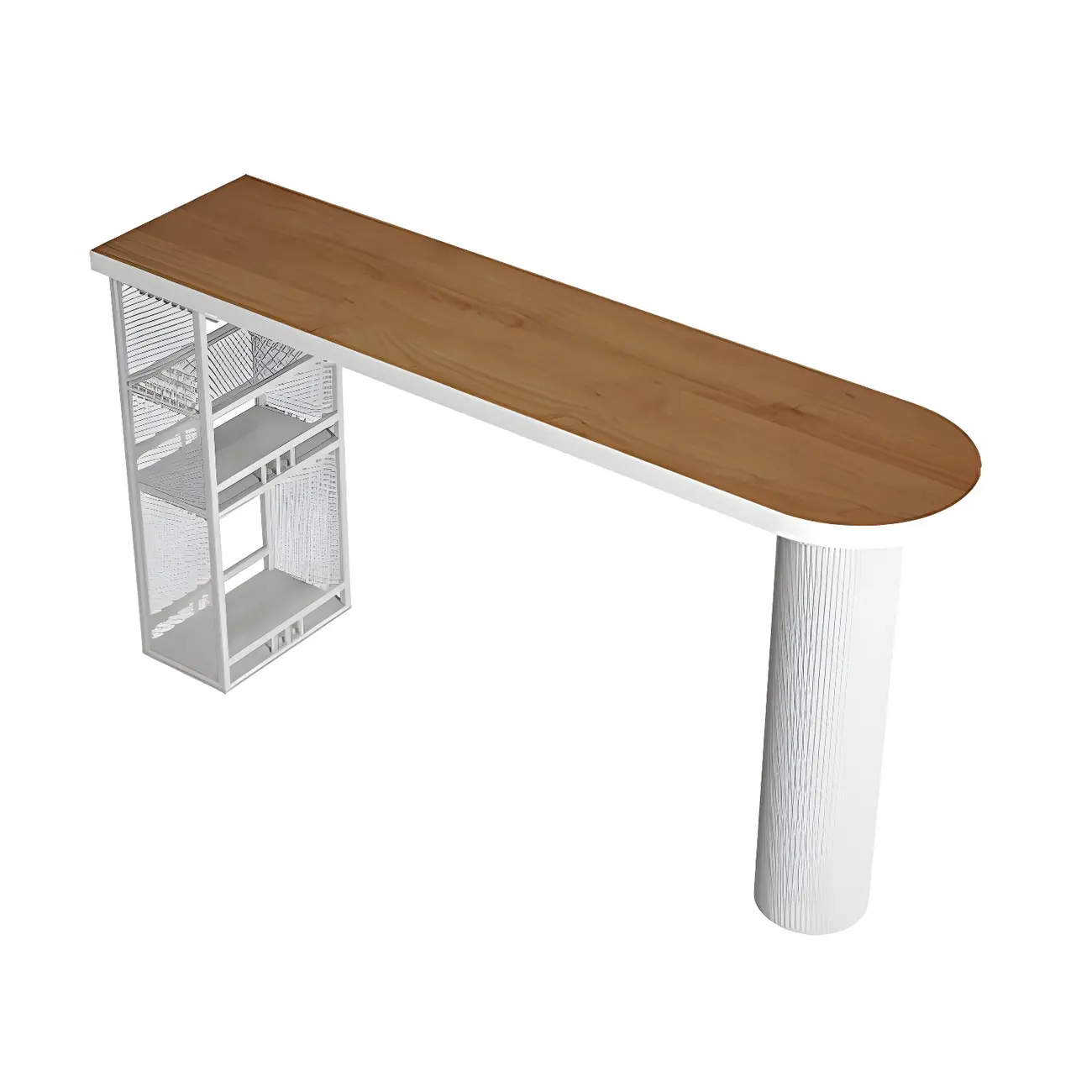 Glam Brown Wooden Free Form White Iron Storage Bar Tables