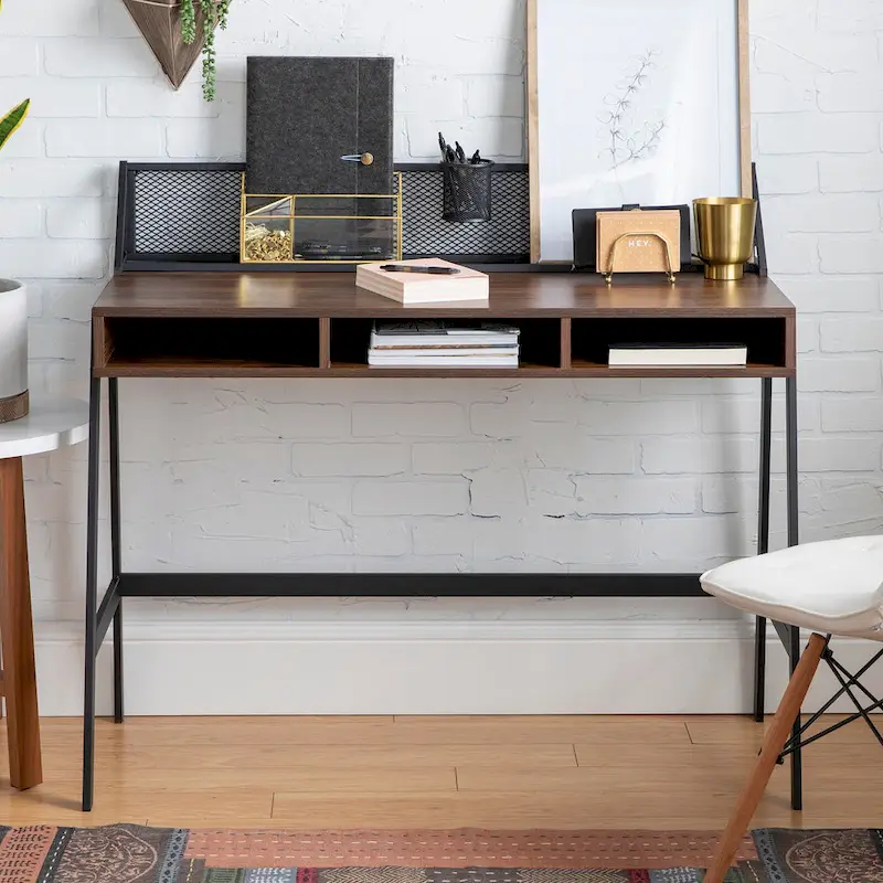 Industrial Writing Desk with Mesh Back - 42 Wide
