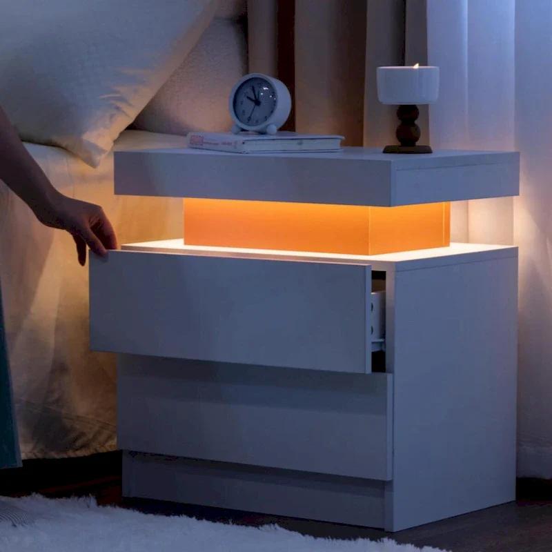 LED Nightstand with 2 Drawers