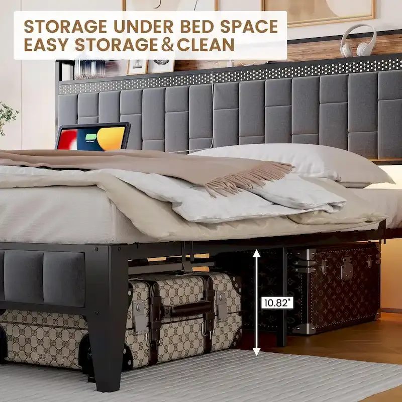 Bed Frame with Charging Station