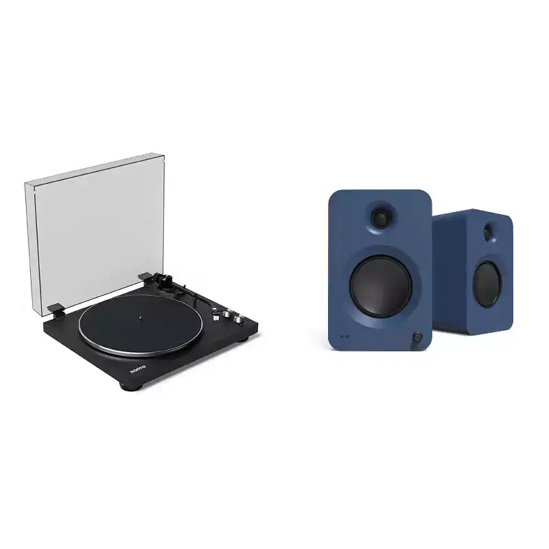 Kanto Obi3vmb Bluetooth Turntable With Phono Pre-Amp And Kanto Powered Bookshelf Speakers With Hdmi Arc, Usb-C, And Bluetooth 5.3 - Ren Matte Blue,...