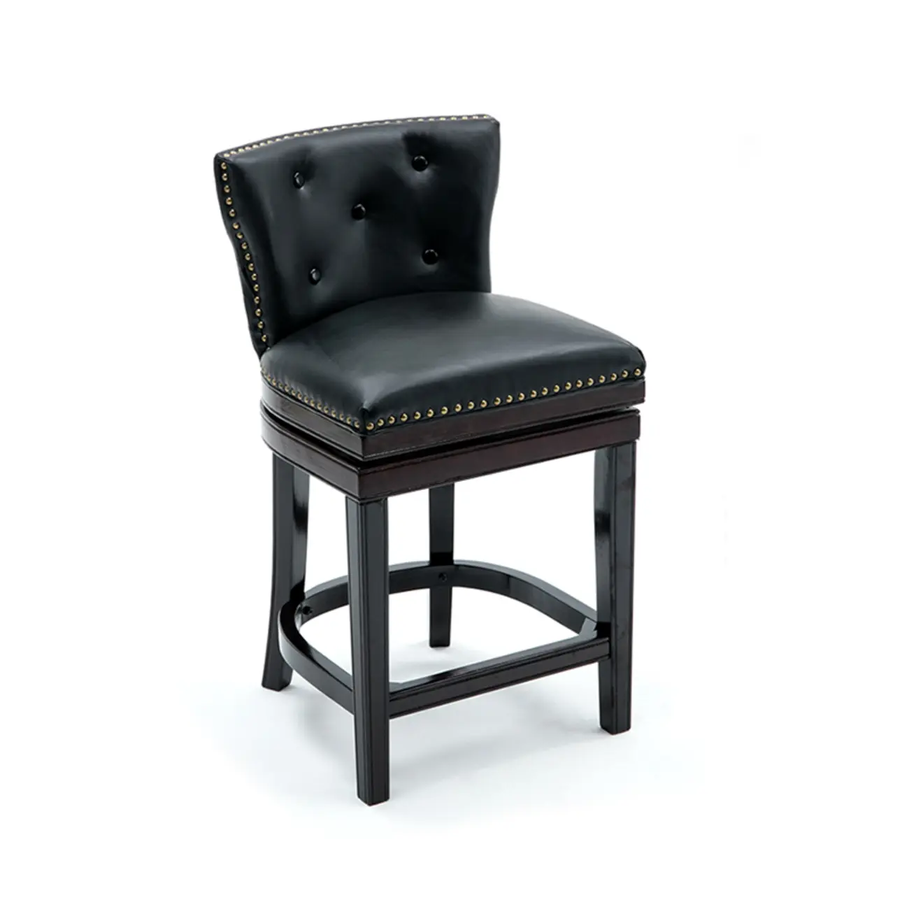 Solid Wood Genuine Leather Swivel Bar Stool