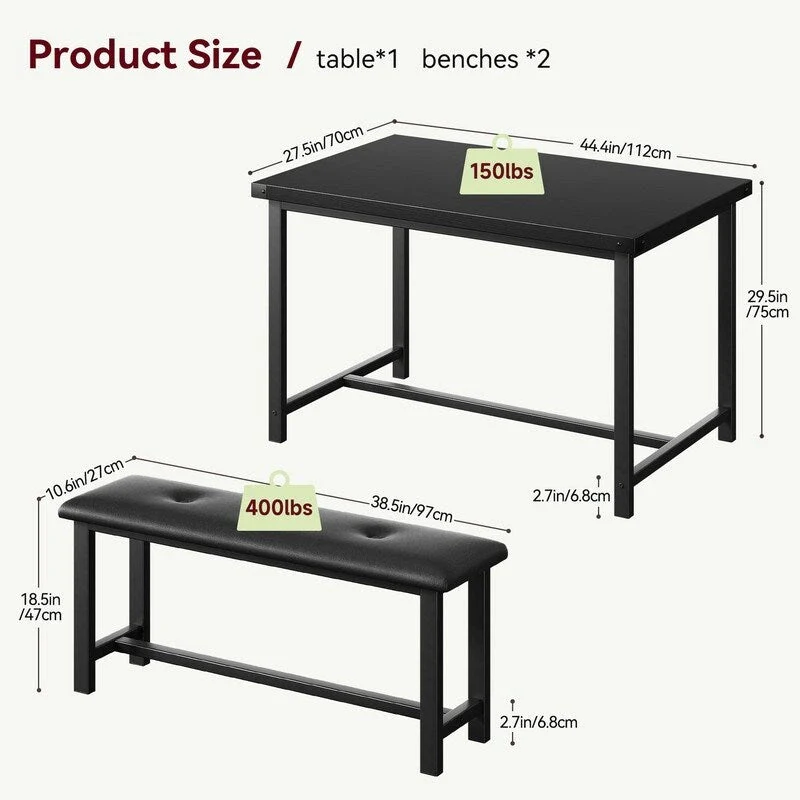 Industrial style dining table and chairs