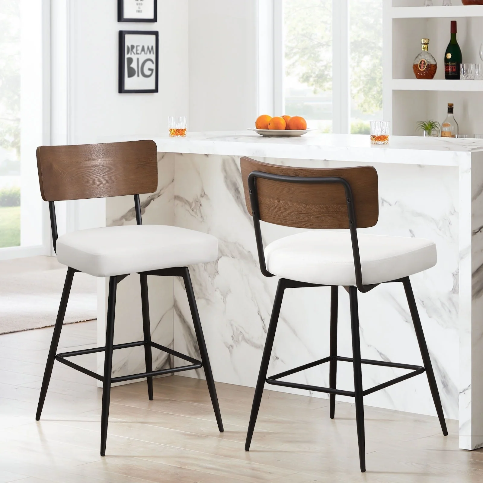 Faux Leather Upholstered Swivel Counter/Bar Stools Set of 2/3/4