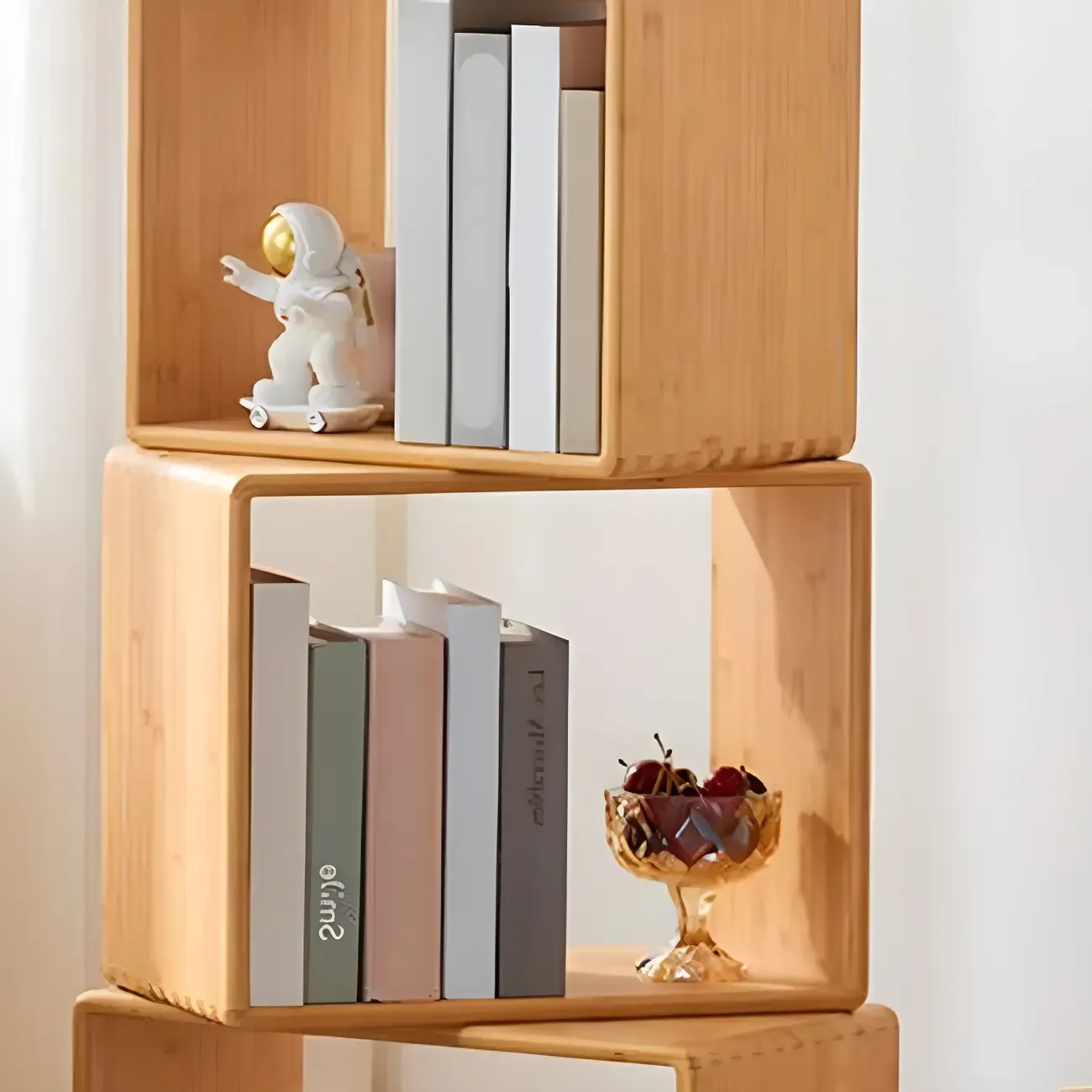 4-Tier Modern Wooden Open Cube Display Bookcase
