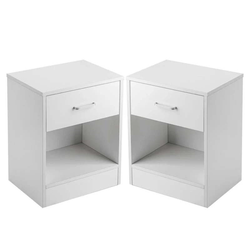 Set of 2 Bedroom Storage End Beside Table 1 Drawer Nightstand