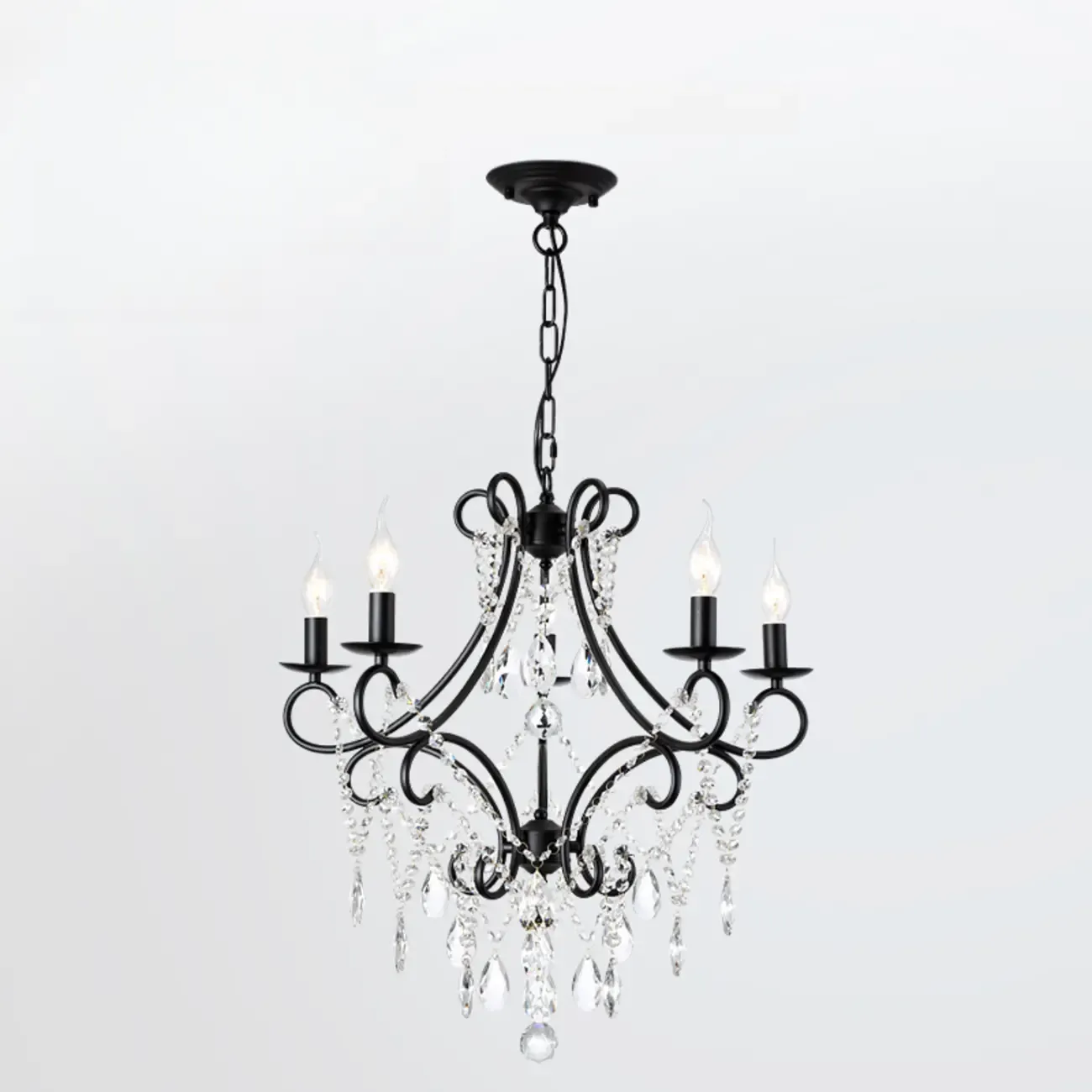 Elegant Gold Curved Crystal Candelabra Chandelier