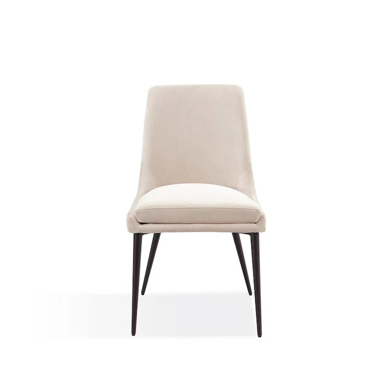 20 Inch Set of 2 Dining Chairs, Cream Velvet, Gold Tapered Metal Legs