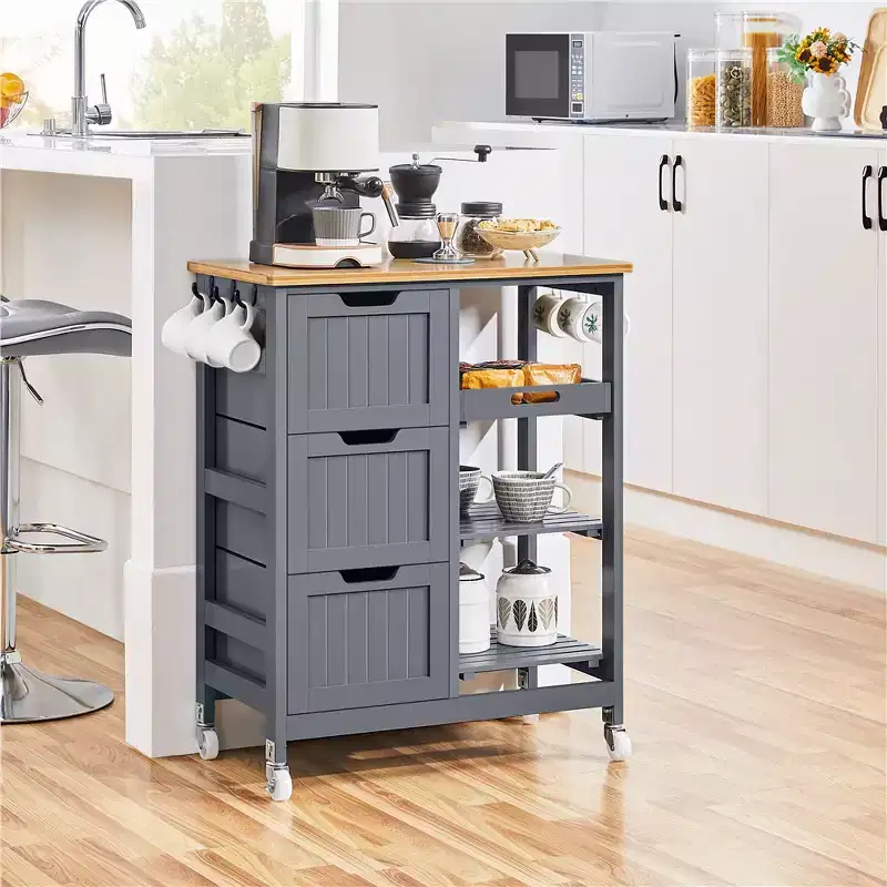 Yaheetech Rolling Kitchen Island Kitchen Cart with Cabinet & Drawer