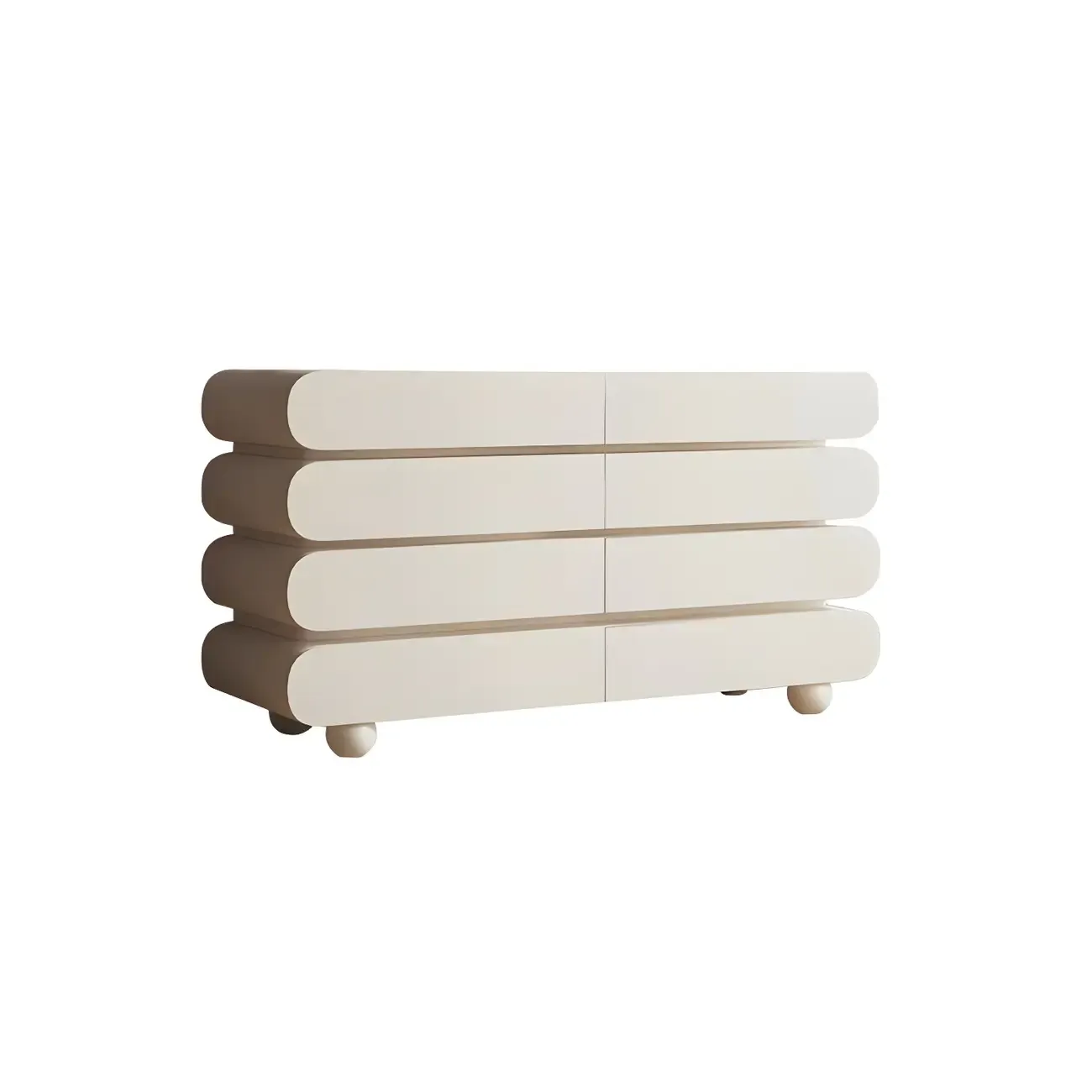 Glam White Oval Wooden Double Dresser with Soft Close Drawers