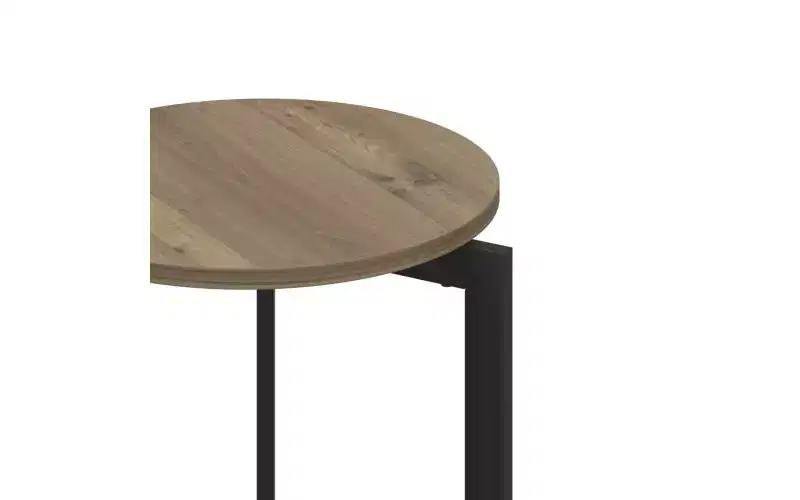 GDFStudio Barret 19.68''H Wood Round End Table with Sturdy Metal Frame