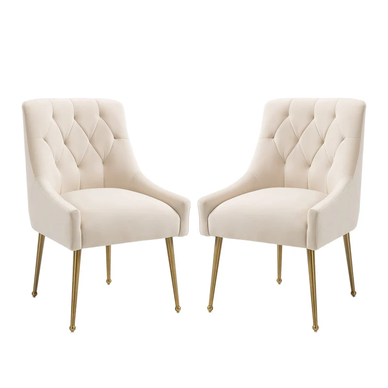 Tufted Velvet Upholstered Accent Dining Chairs Side Chairs (Set of 2)