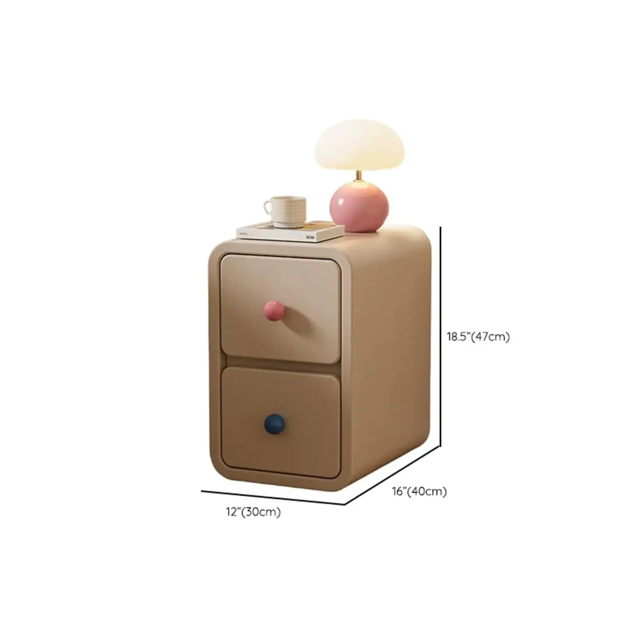 Narrow Rectangular Wood Nightstand with Drawers