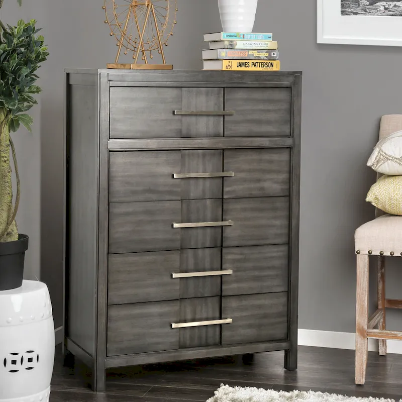 Tass Transitional Solid Wood 5-Drawer Chest by Furniture of America