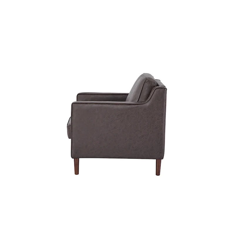 Sedona Modern Accent Chair, Faux Linen / Vegan Leather Armchair