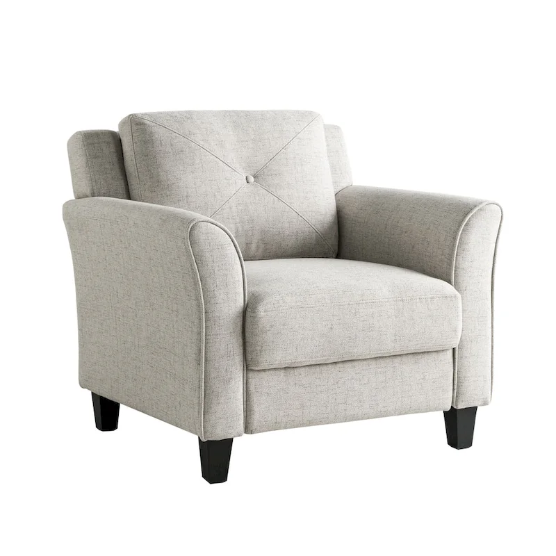 Tufted Microfiber Accent Chair - Single Seat with Curved Arms
