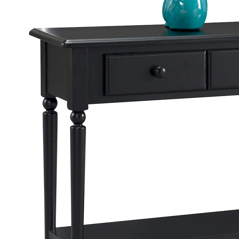 Black/Brown/Multi Narrow Hall Console Table with Drawer and Shelf
