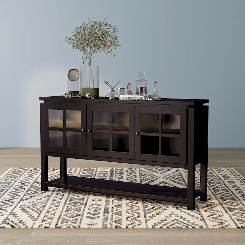 DH BASIC Modern Farmhouse 59 Windowpane Cabinet Buffet by Denhour