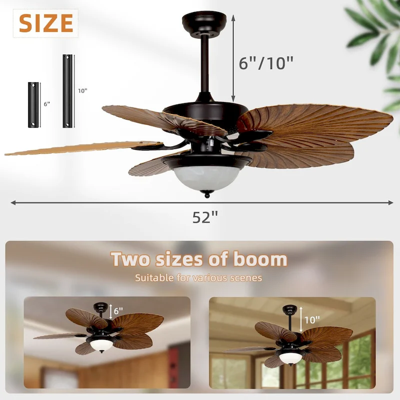 Wood Colour Straight Blade Ceiling Fan Light