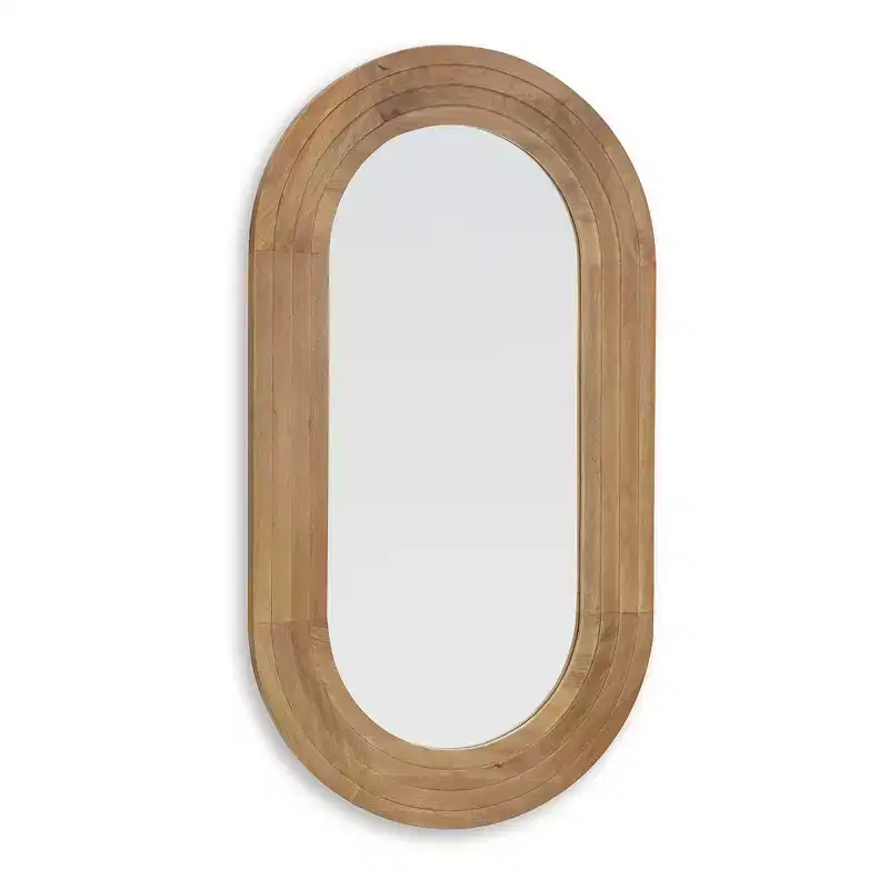 Signature Design by Ashley Daverly Wall Accent Mirror with Brown Wood Frame