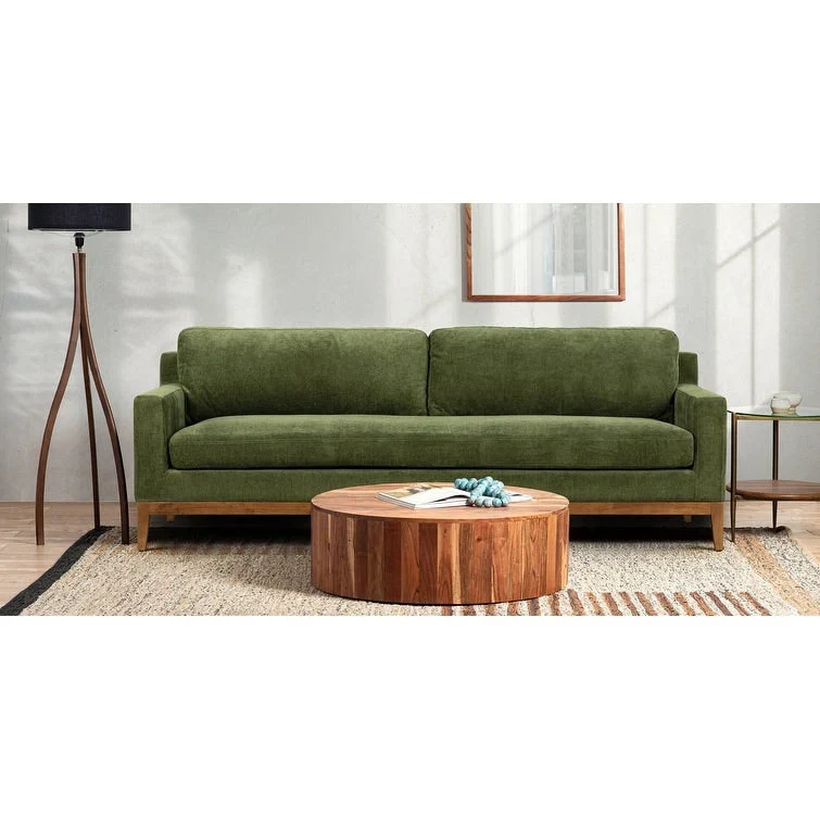 Poly & Bark Zyon 90 Sofa in Distressed Green Velvet