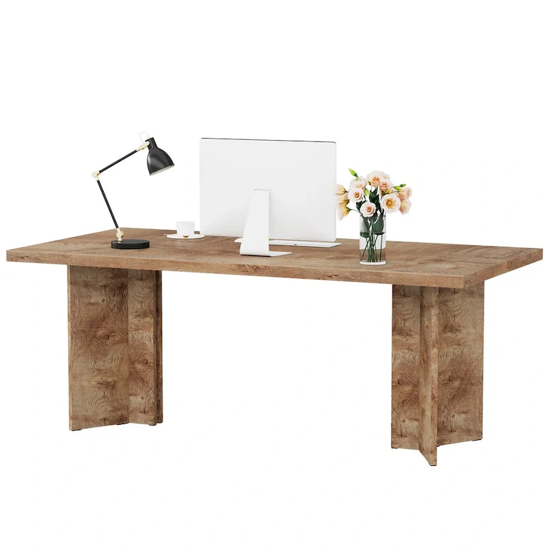 63-Inch Executive Office Desk, Modern Wood Large Computer Desk