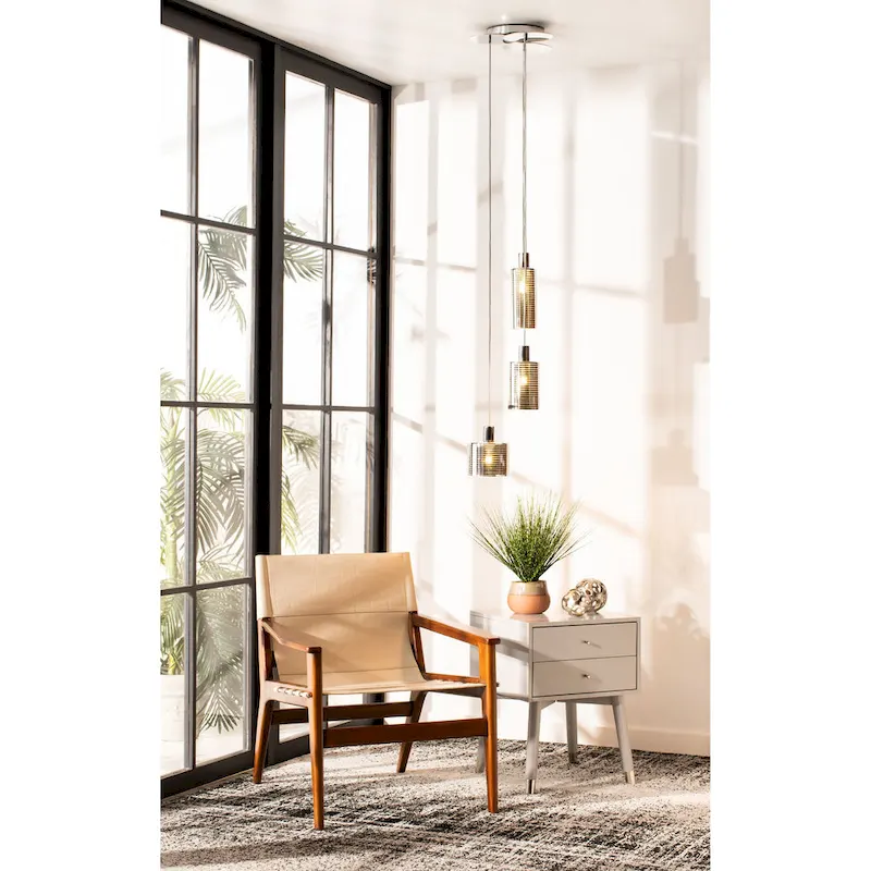 SAFAVIEH Lighting Akila Pendant - 13.8 x13.8 x26.5-80.5  - Grey/Light Grey - 14Wx14Dx81H