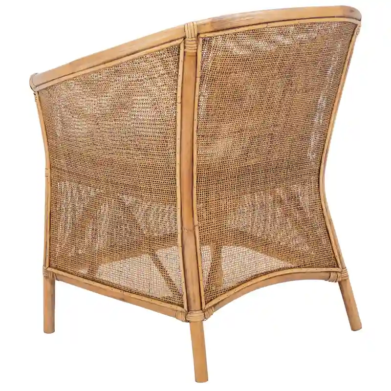 SAFAVIEH Adline Rattan Honey Brown Accent Chair with Cushion - 29.9  W x 25.6  L x 31.5  H - 30Wx26Dx32H