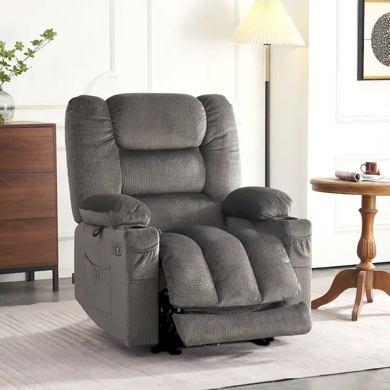 Electric Power Recliner Chair with Heat and Massage, Fabric 6079/PR670