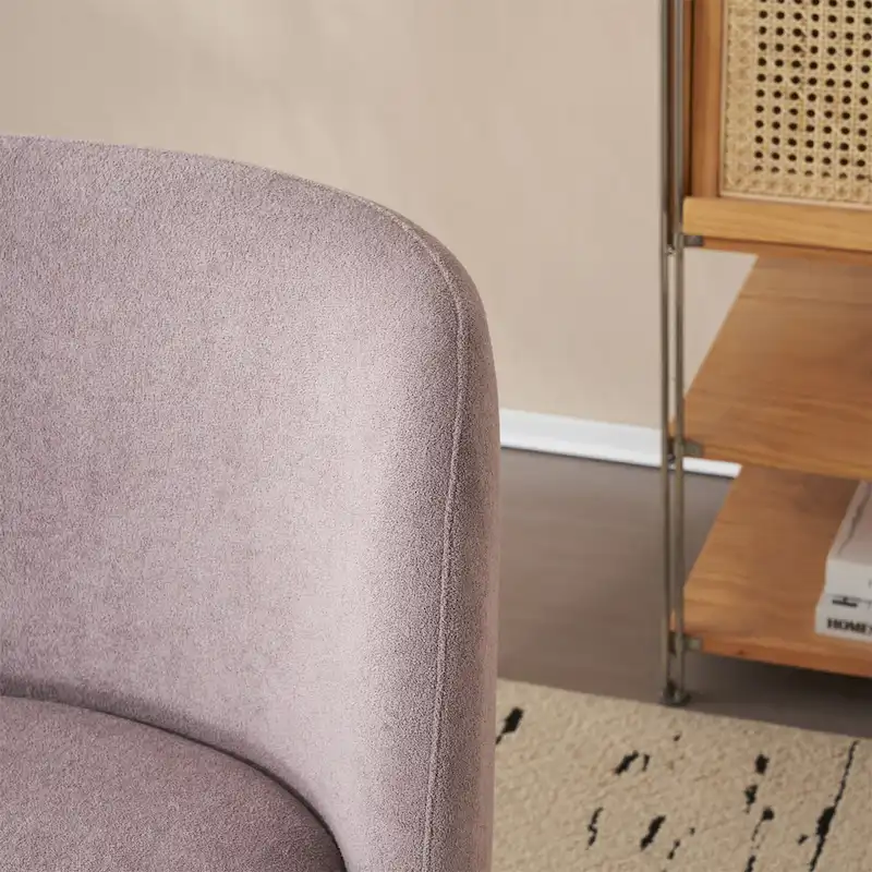 '- Eliana Modern Teddy Fabric Accent Chair with Curved Backrest and Legs