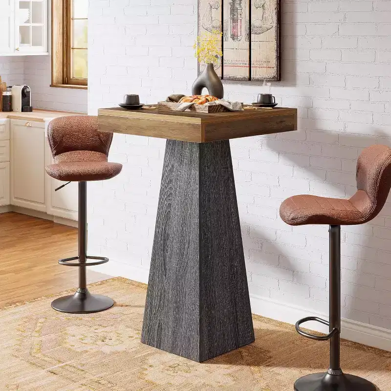 Lantine Square Bar Table, 39.96 High Pub Table, Small Home Bar Unit for Dining, Coffee, Cocktail, Small Space, Kitchen, (Only Table)