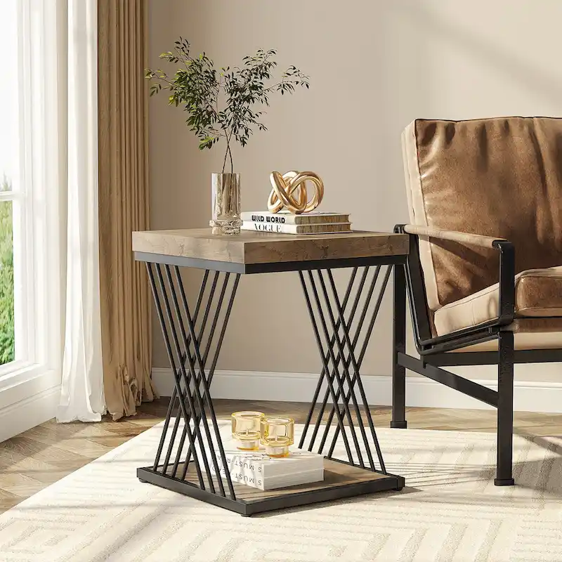 Square End Table,Mid-century Modern Bed Side Tables, Accent Table Living Room