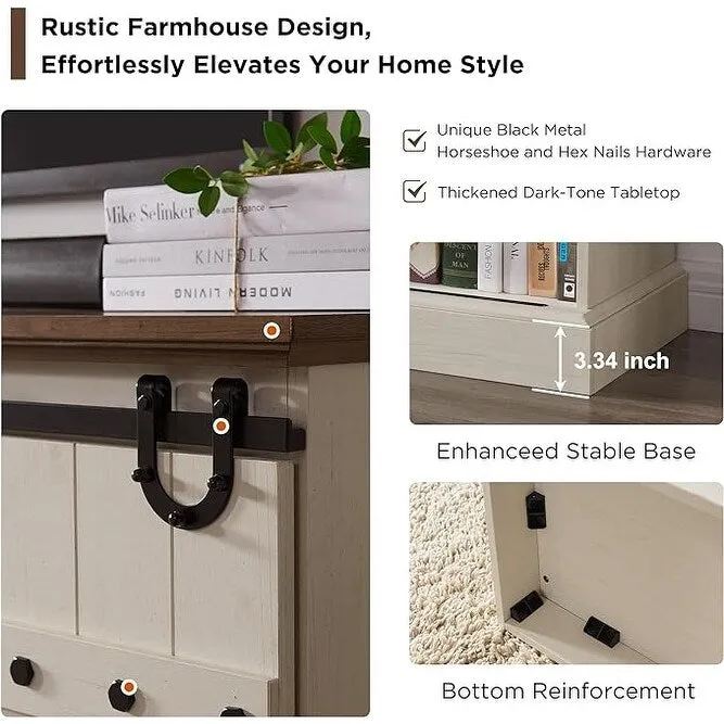 75  Farmhouse TV Stand, Media Console Table, Entertainment Center