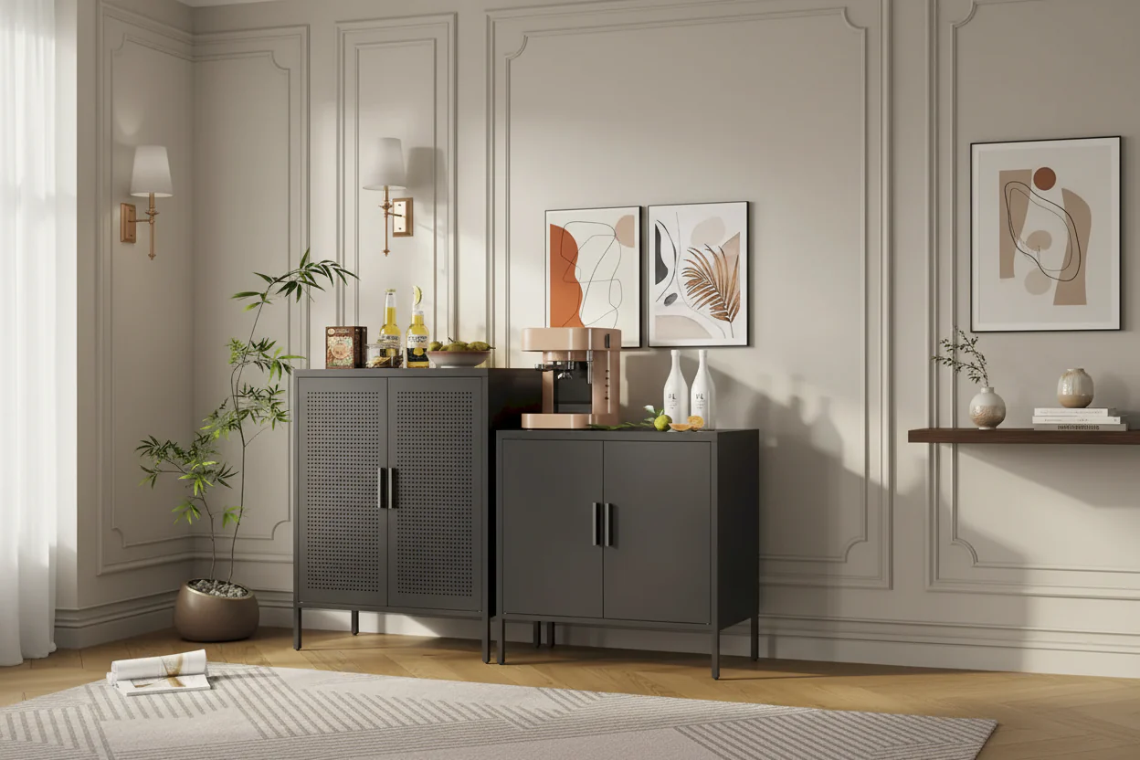 Metal File Cabinet for with 2 Doors and 2 Adjustable Shelves